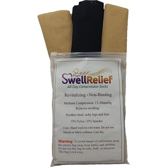 3 Pair Sheer Large/X-Large Ladies Compression Sock - Picture 3 of 9